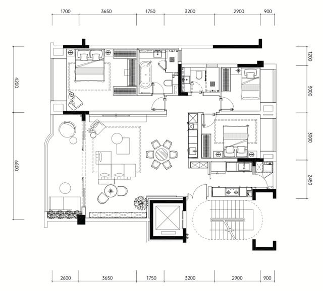 建筑面积约140平方米户型图